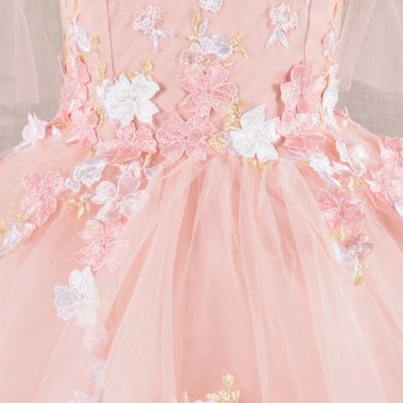 NEW DRESS FOR FORMAL OCCASIONS EMBROIDERED WITH FLORAL LACE FOR KIDS GL GK107 - Picture 6 of 12